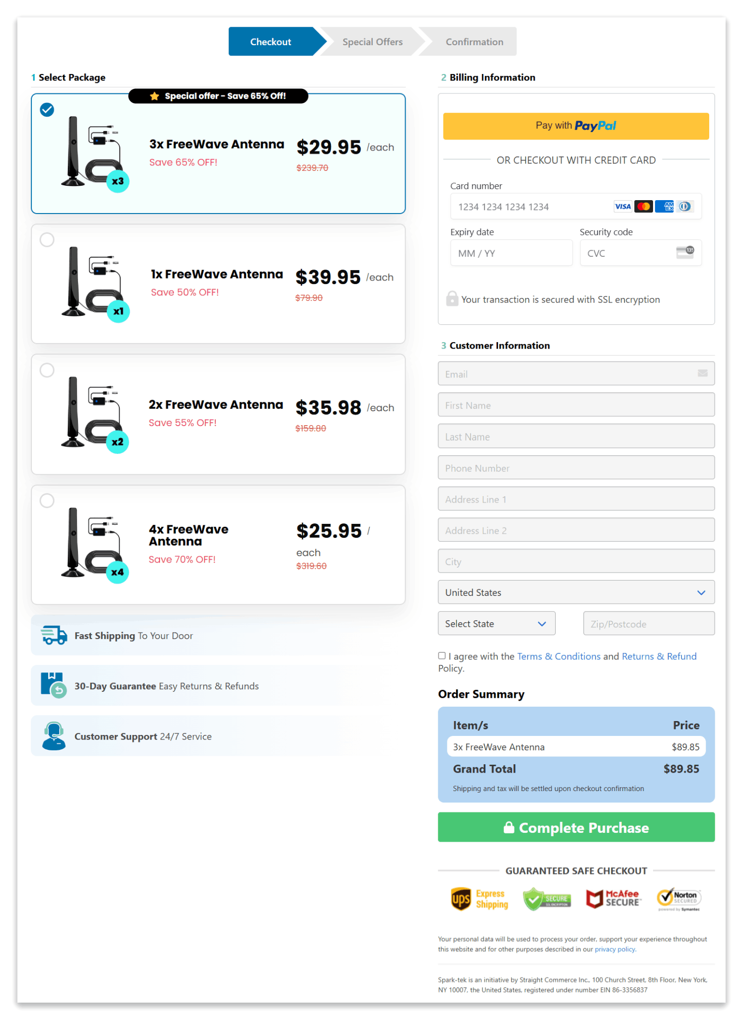 FreeWave Antenna checkout page